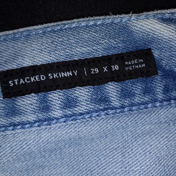 PacSun Jeans Mens Size 29X30 Stacked Skinny Destroyed Zip Pocket Raw Hem Stretch - Picture 13 of 16